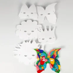 Masker av papp och elastiskt band, H: 15-20 cm, 230 g, vit, 5 st./ 1 förp.
