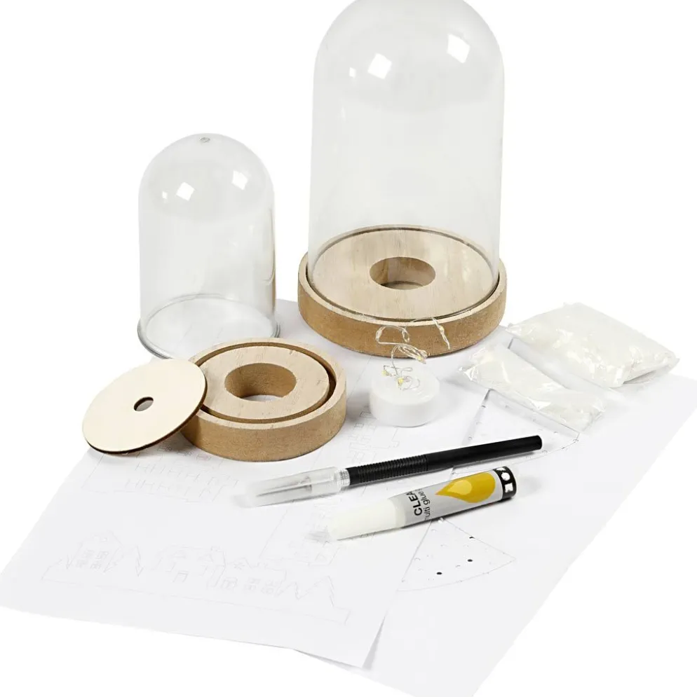 Materialset till kupa med invändig dekoration, H: 12,5+18 cm, 2 st./ 1 förp.