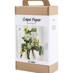 Maxi DIY Kit Kräppapper, Blombukett, ljusgrön, mörkgrön, pastellgrön, vit, 1 förp.