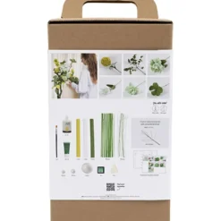 Maxi DIY Kit Kräppapper, Blombukett, ljusgrön, mörkgrön, pastellgrön, vit, 1 förp.