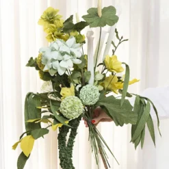 Maxi DIY Kit Kräppapper, Blombukett, ljusgrön, mörkgrön, pastellgrön, vit, 1 förp.