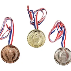 Medaljer, L: 40 cm, Dia. 5 cm, bronze, guld, silver, 3 st./ 1 förp.
