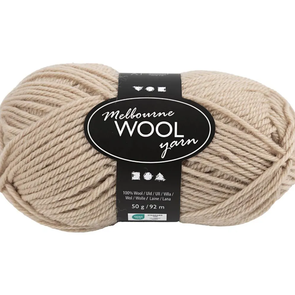 Melbourne ullgarn, L: 92 m, sticka 4-5,5, beige, 50 g/ 1 nystan
