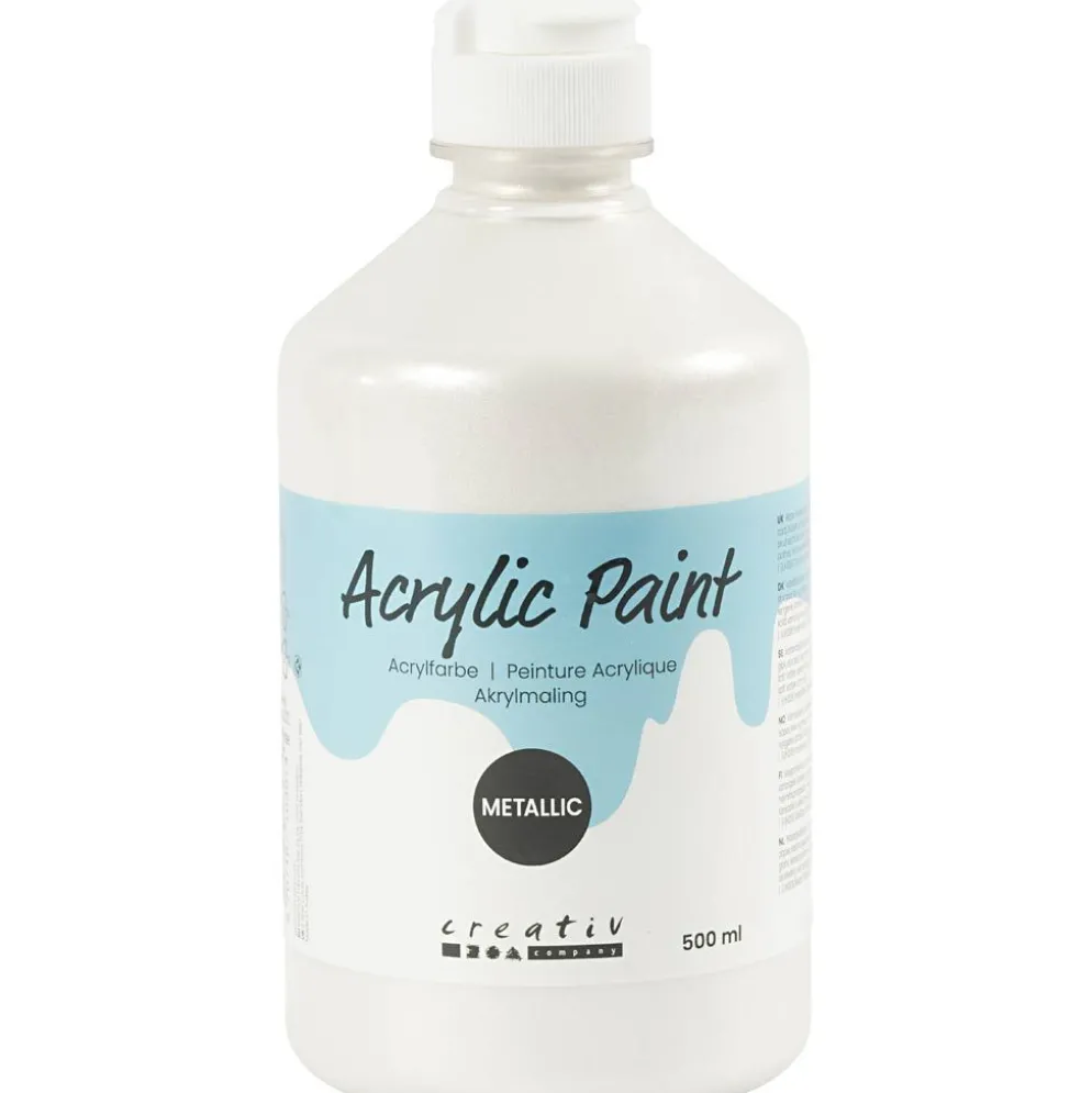 Metallic akrylfärg, vit, 500 ml/ 1 flaska
