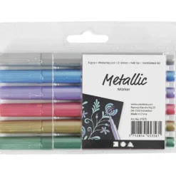 Metallictusch, spets 2-4 mm, metallicfärger, 6 st./ 1 förp.