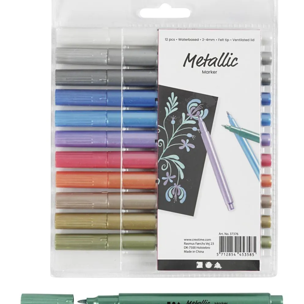 Metallictusch, spets 2-4 mm, metallicfärger, 12 st./ 1 förp.