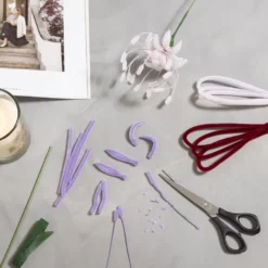Mini DIY Kit Blommor av Piprensare, Spindellilja, softrosa, ljuslila, mörkröd, 1 förp.