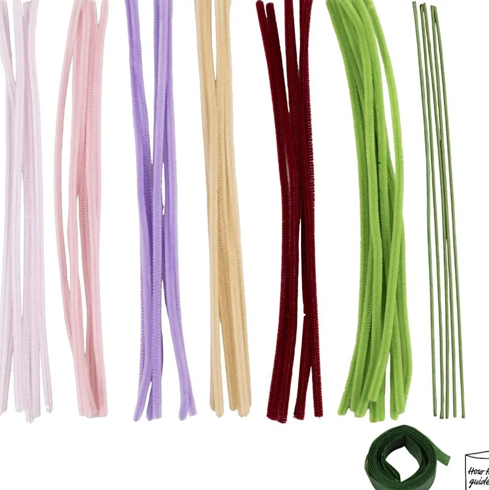Mini DIY Kit Blommor av Piprensare, Tulpaner, mixade färger, 1 förp.