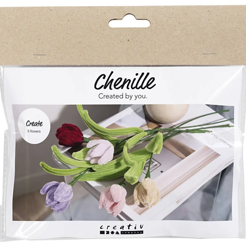 Mini DIY Kit Blommor av Piprensare, Tulpaner, mixade färger, 1 förp.