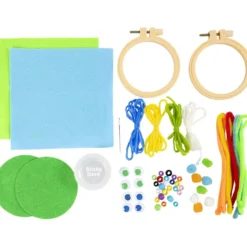 Mini DIY Kit Broderi, Ansikten, blå, grön, 1 förp.