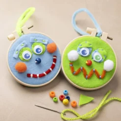 Mini DIY Kit Broderi, Ansikten, blå, grön, 1 förp.