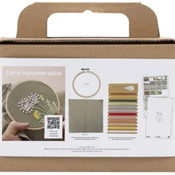 Mini DIY Kit Broderi, Broderbåge, dusty grön, 1 förp.
