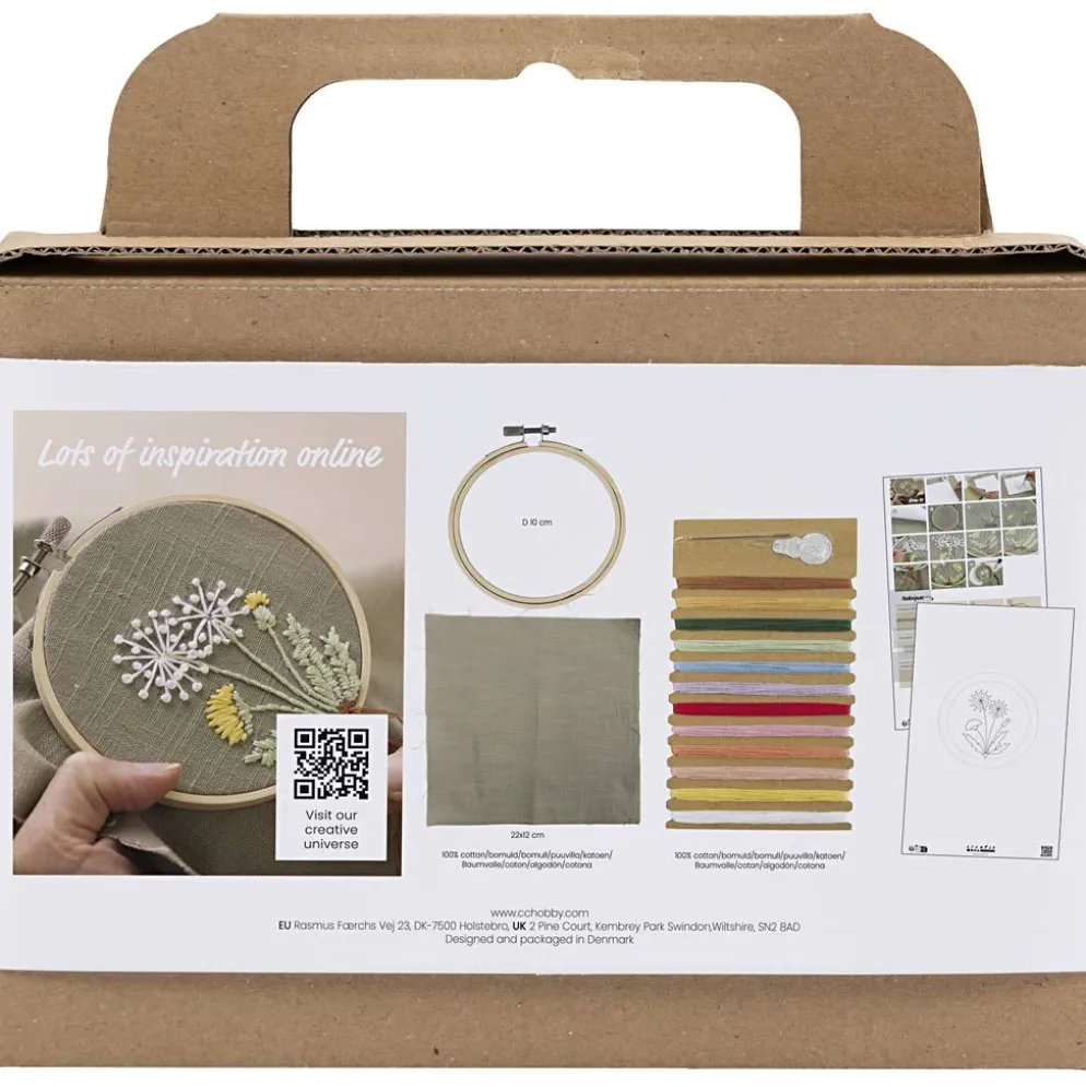 Mini DIY Kit Broderi, Broderbåge, dusty grön, 1 förp.