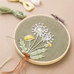 Mini DIY Kit Broderi, Broderbåge, dusty grön, 1 förp.