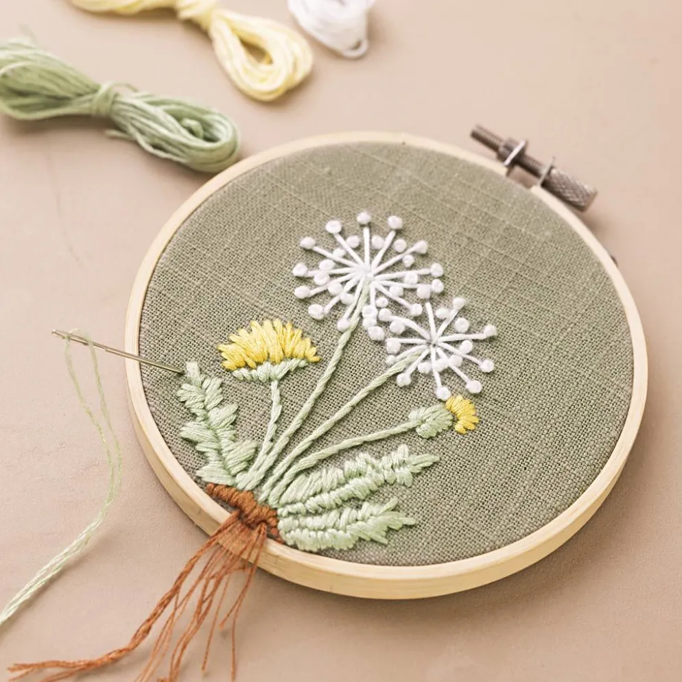 Mini DIY Kit Broderi, Broderbåge, dusty grön, 1 förp.