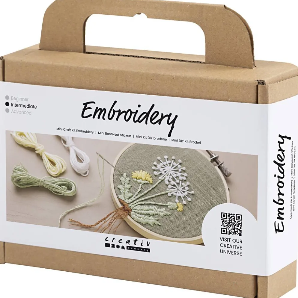 Mini DIY Kit Broderi, Broderbåge, dusty grön, 1 förp.