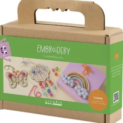 Mini DIY Kit Broderi, Fjäril, snäcka, regnbåge, mixade färger, 1 förp.