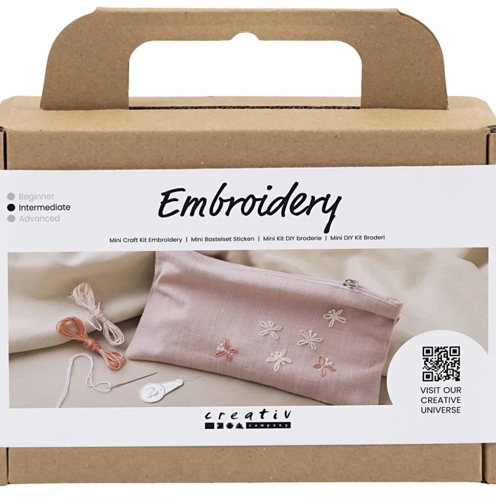 Mini DIY Kit Broderi, Kuvertväska, dusty rose, 1 förp.