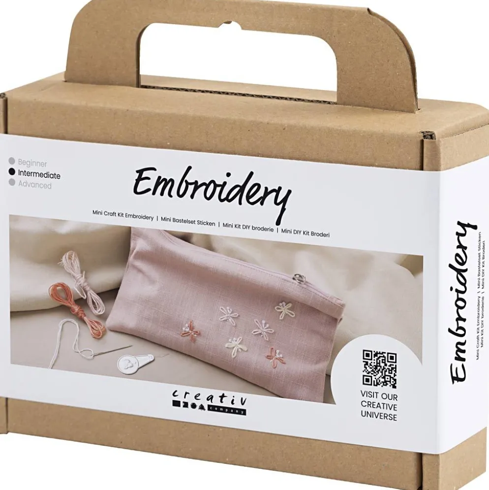 Mini DIY Kit Broderi, Kuvertväska, dusty rose, 1 förp.