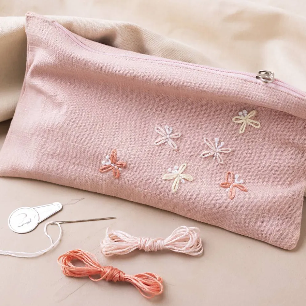Mini DIY Kit Broderi, Kuvertväska, dusty rose, 1 förp.