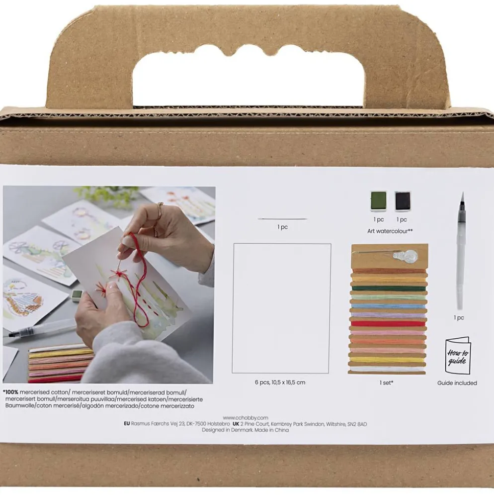 Mini DIY Kit Broderi, Målningar med broderier, mixade färger, 1 förp.