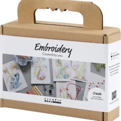 Mini DIY Kit Broderi, Målningar med broderier, mixade färger, 1 förp.