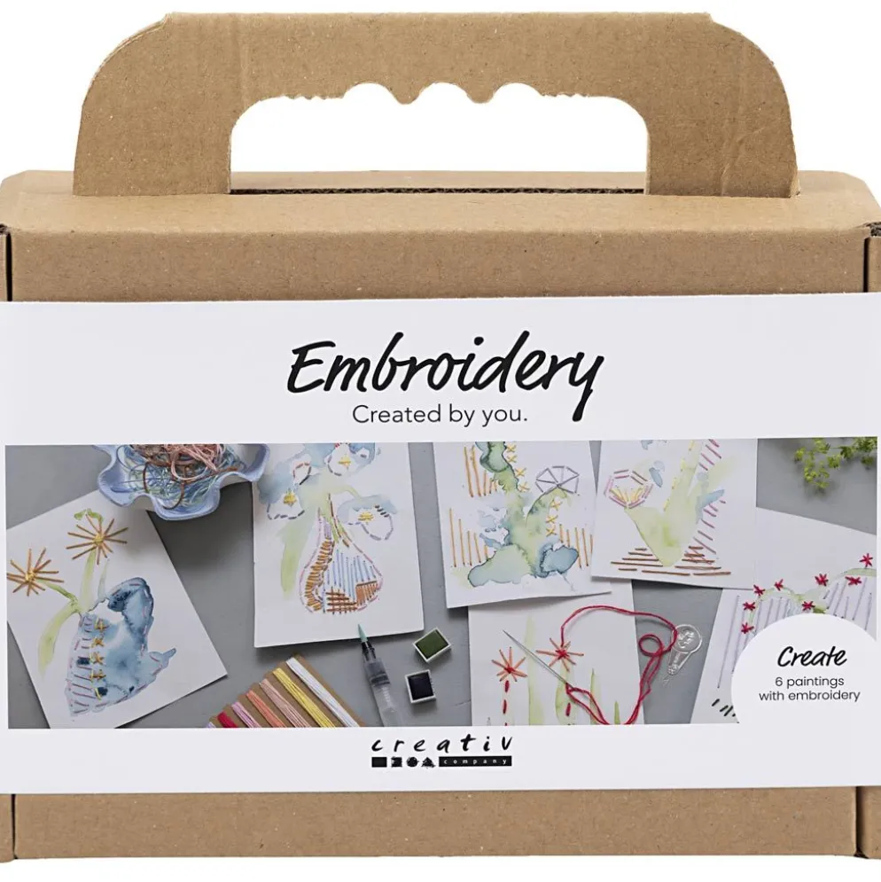 Mini DIY Kit Broderi, Målningar med broderier, mixade färger, 1 förp.