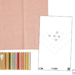 Mini DIY Kit Broderi, Tygservett, dusty rose, 1 förp.