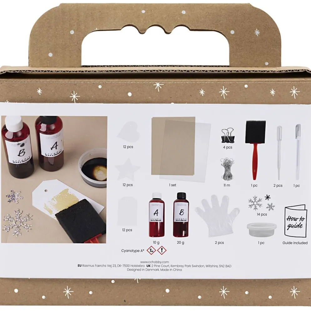 Mini DIY Kit Cyanotypi, Presentetiketter, blå, silver, 1 förp.