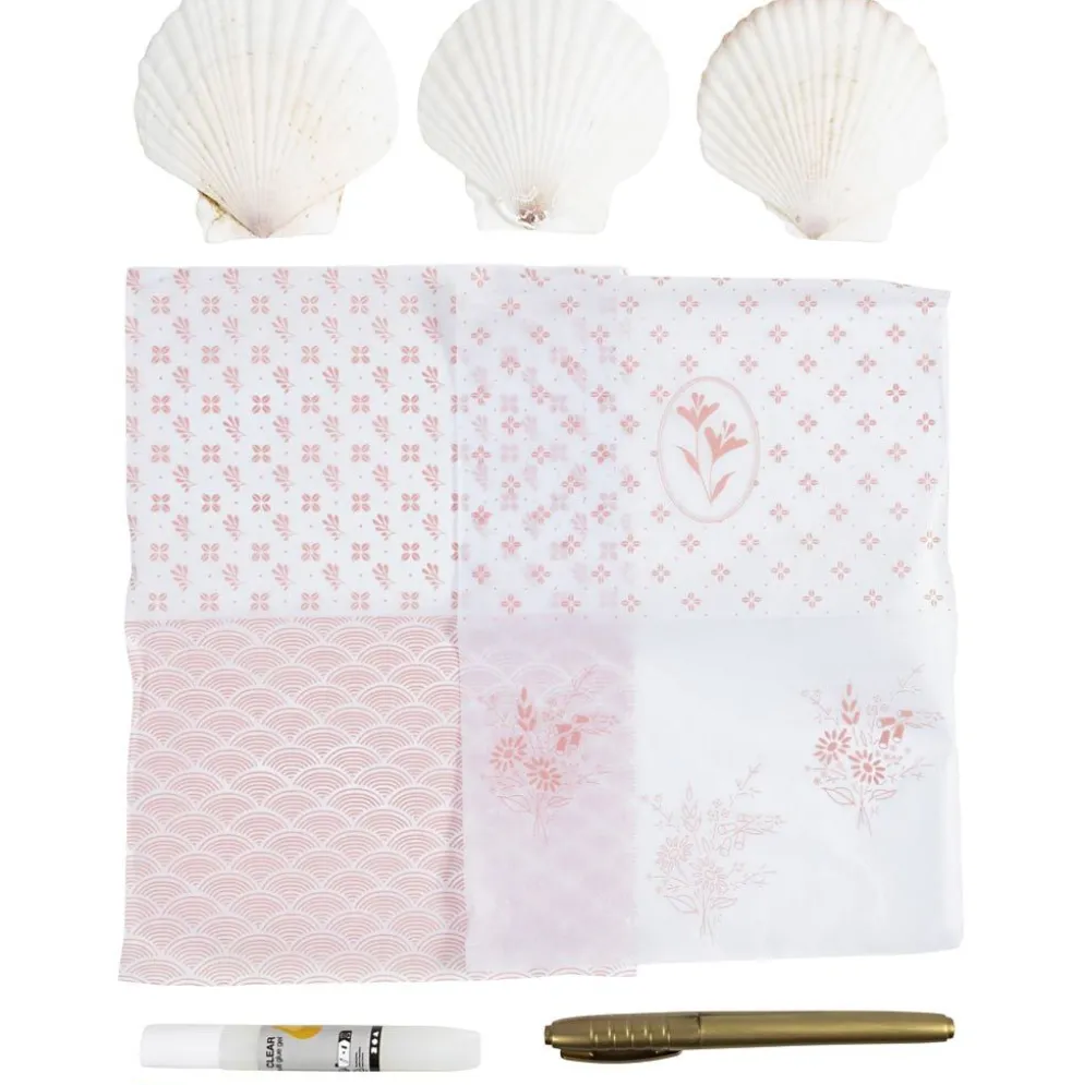 Mini DIY Kit Decoupage, Musselskal, softrosa, 1 förp.