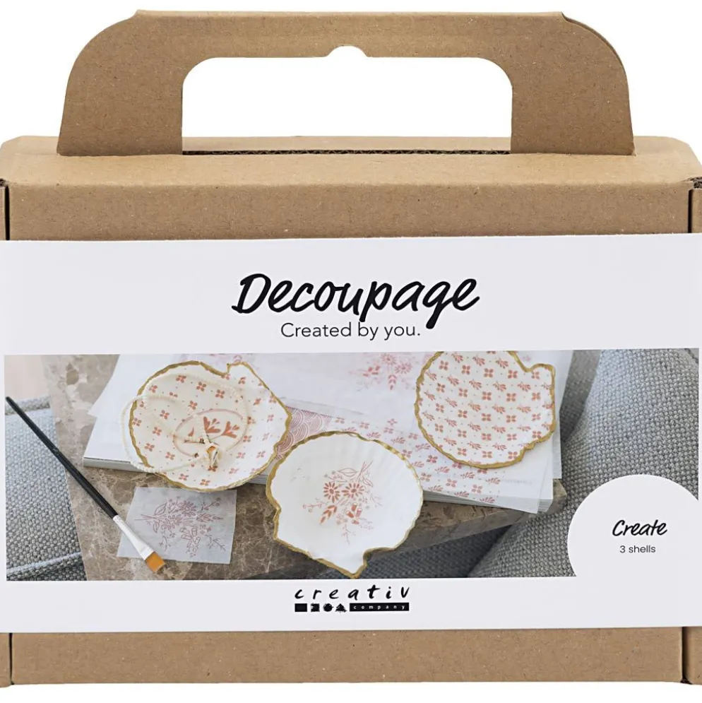 Mini DIY Kit Decoupage, Musselskal, softrosa, 1 förp.