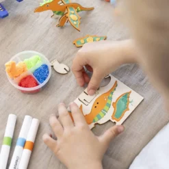 Mini DIY Kit Dekoration, Dinosaurie, blå, grön, orange, röd, 1 förp.