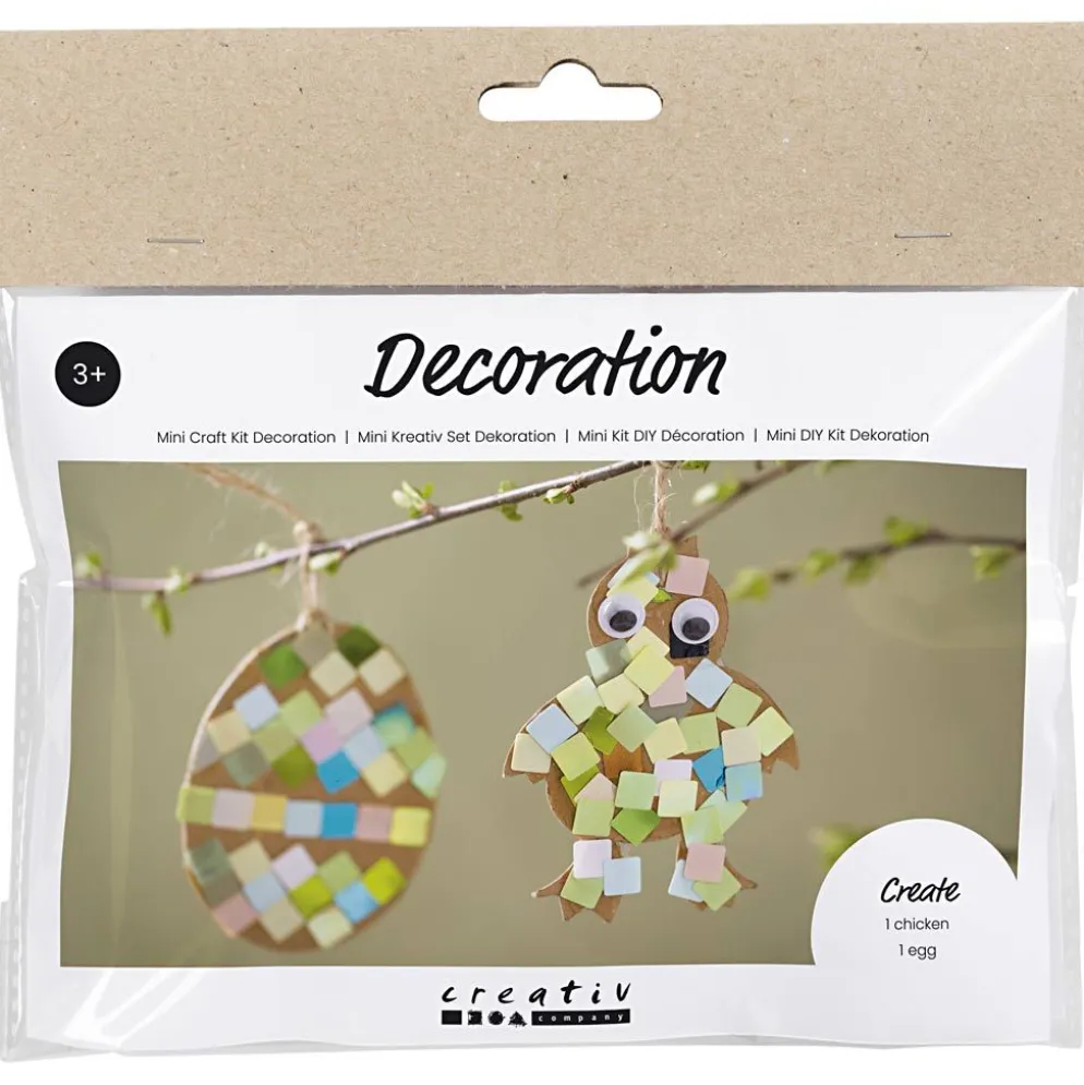 Mini DIY Kit Dekoration, Ägg och kyckling, svart, brun, vit, mixade färger, 1 förp.