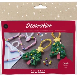 Mini DIY Kit Dekoration, Hjärtan och julgranar, 1 förp.