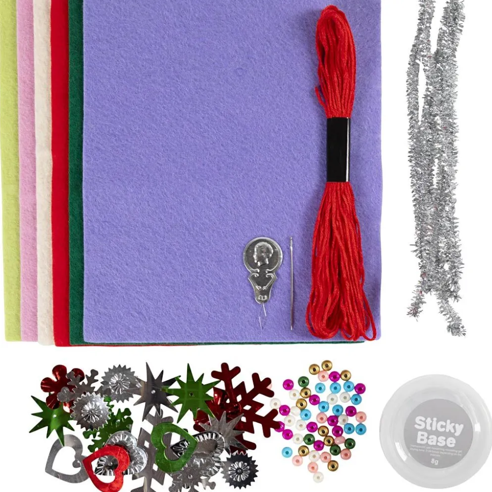 Mini DIY Kit Dekoration, Julpynt i filt, mixade färger, 1 förp.