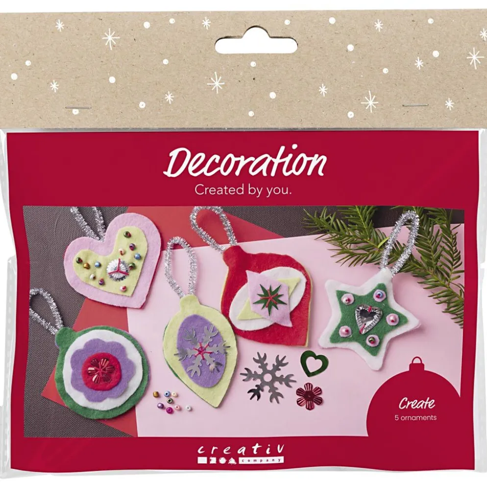 Mini DIY Kit Dekoration, Julpynt i filt, mixade färger, 1 förp.
