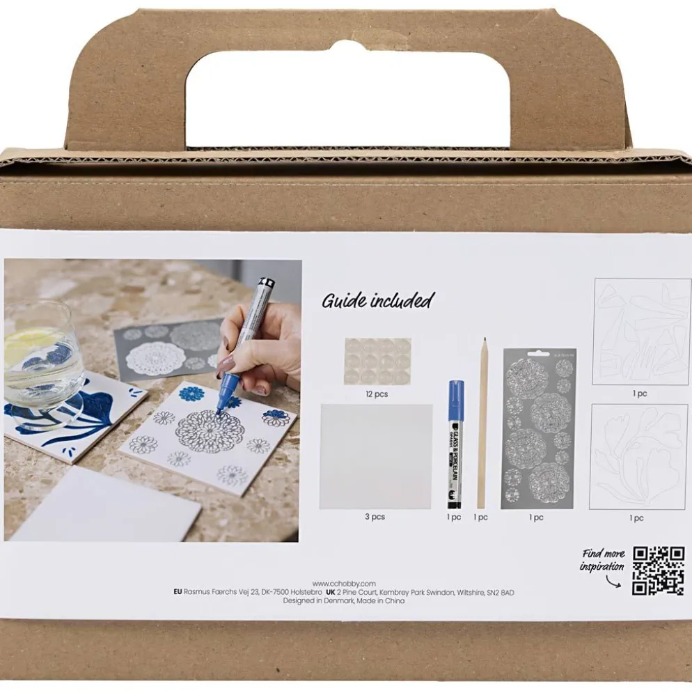 Mini DIY Kit Dekoration, Porslinsunderlägg, blå, 1 förp.