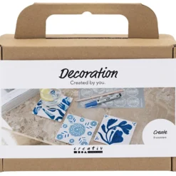 Mini DIY Kit Dekoration, Porslinsunderlägg, blå, 1 förp.