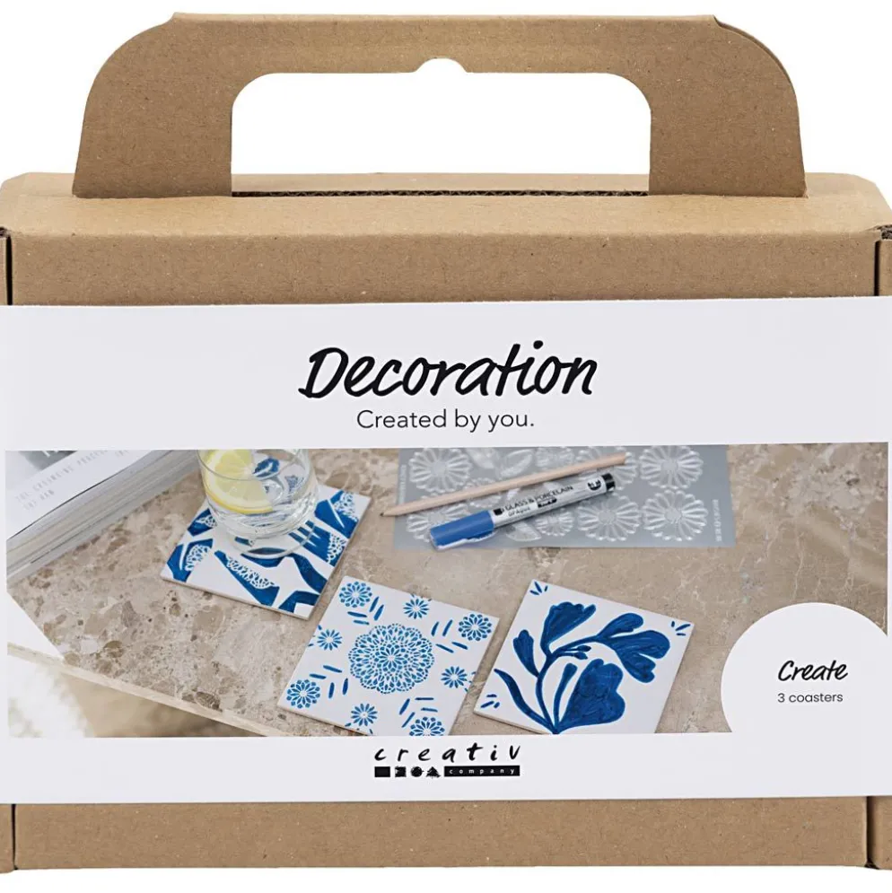Mini DIY Kit Dekoration, Porslinsunderlägg, blå, 1 förp.