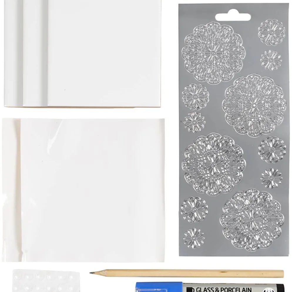 Mini DIY Kit Dekoration, Porslinsunderlägg, blå, 1 förp.