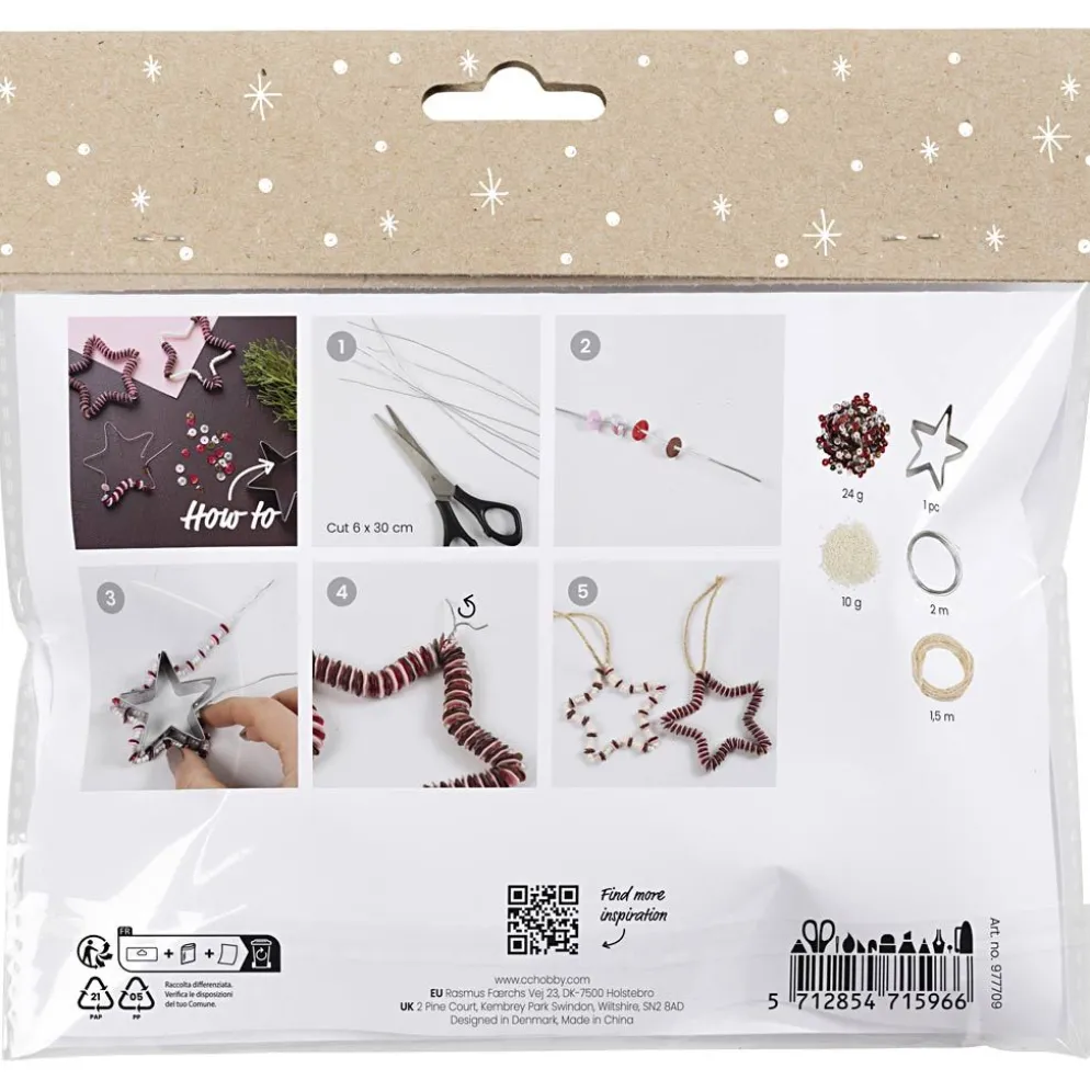 Mini DIY Kit Dekoration, Stjärnor, röd, 1 förp.