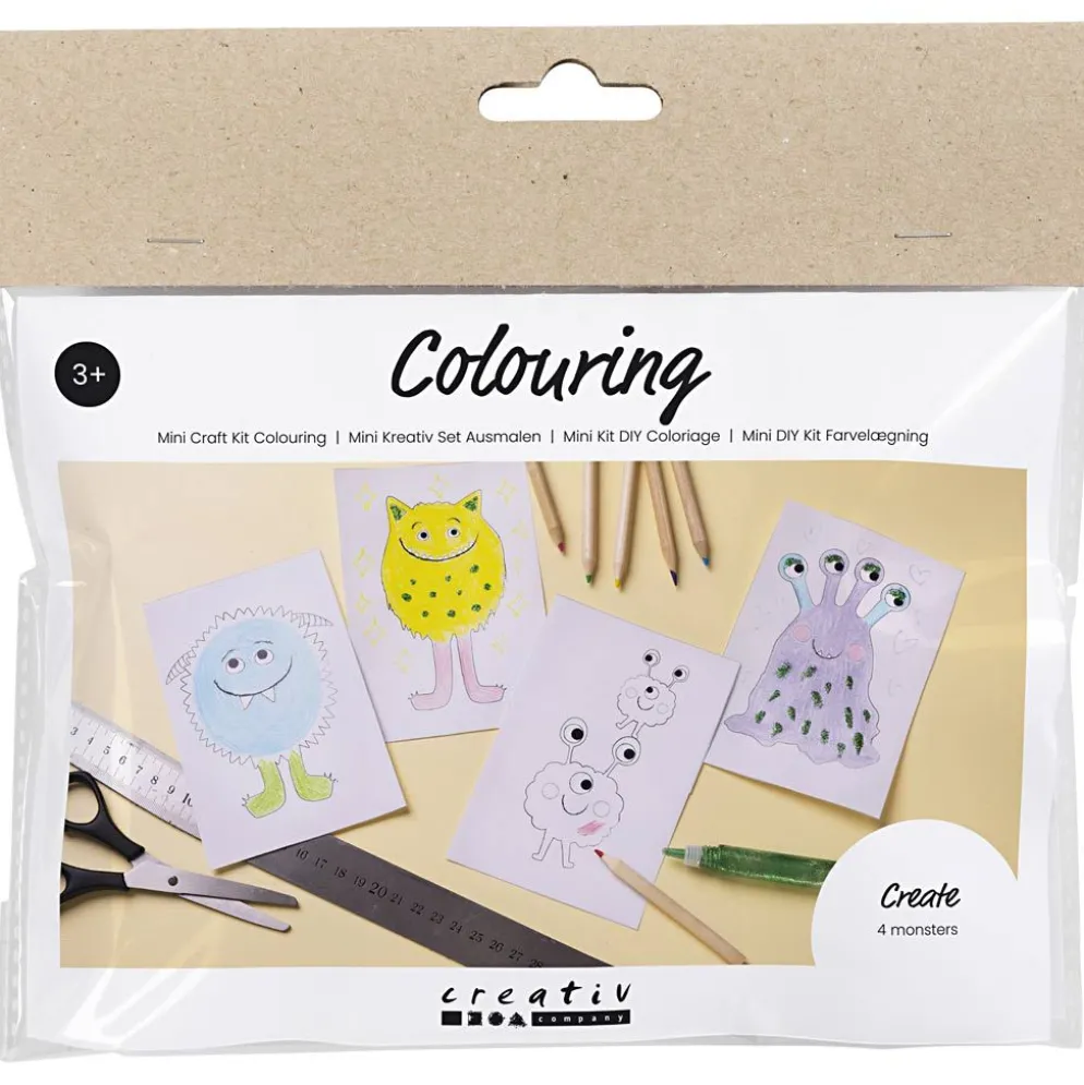 Mini DIY Kit Färgläggning, Monster, mixade färger, 1 förp.