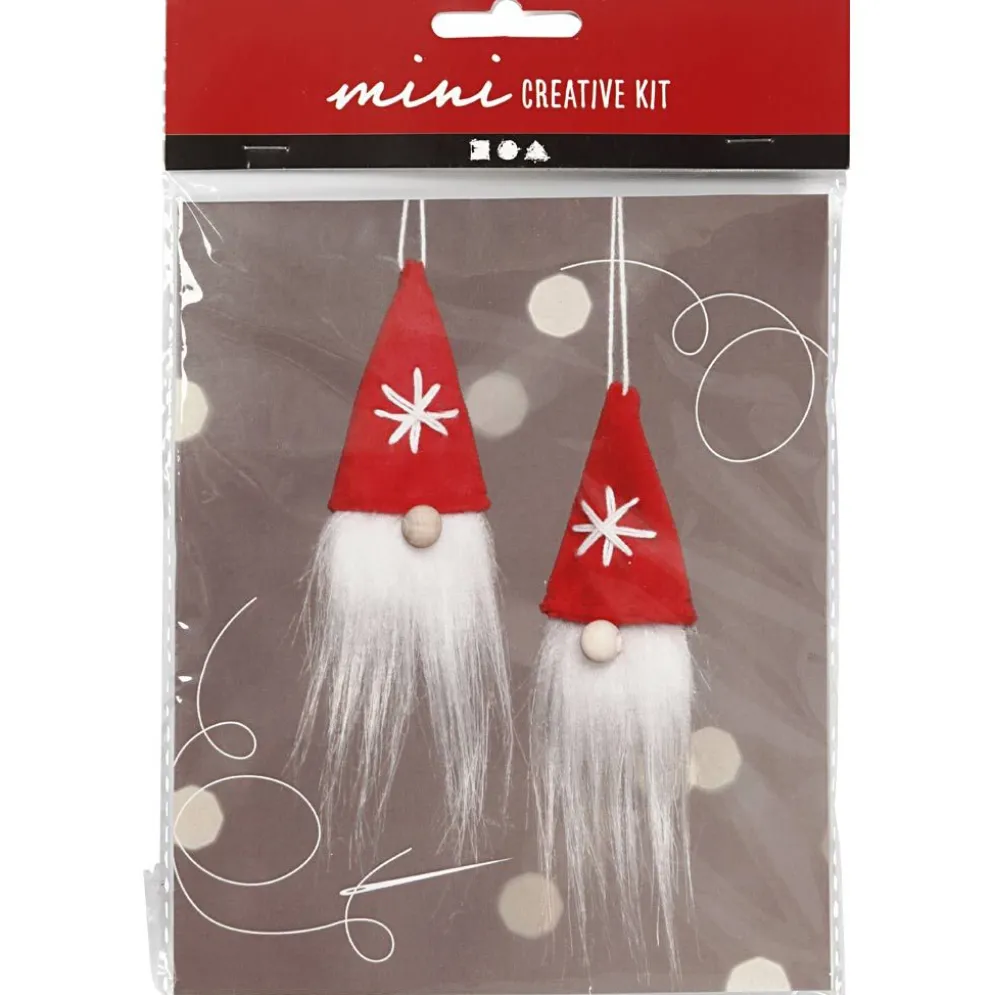 Mini DIY Kit, hängande tomtenissar, H: 11 cm, 1 förp.