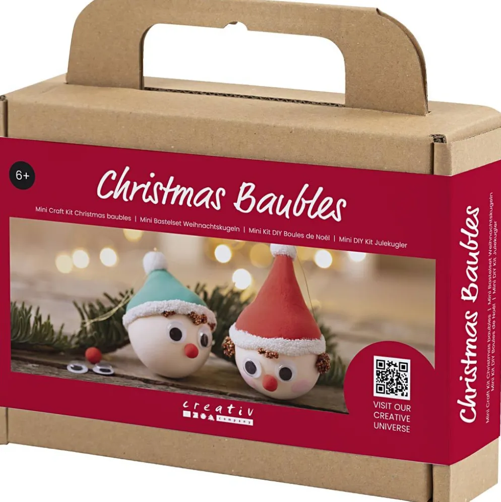 Mini DIY Kit Julgranskulor, Röda och gröna nissar, 1 förp.