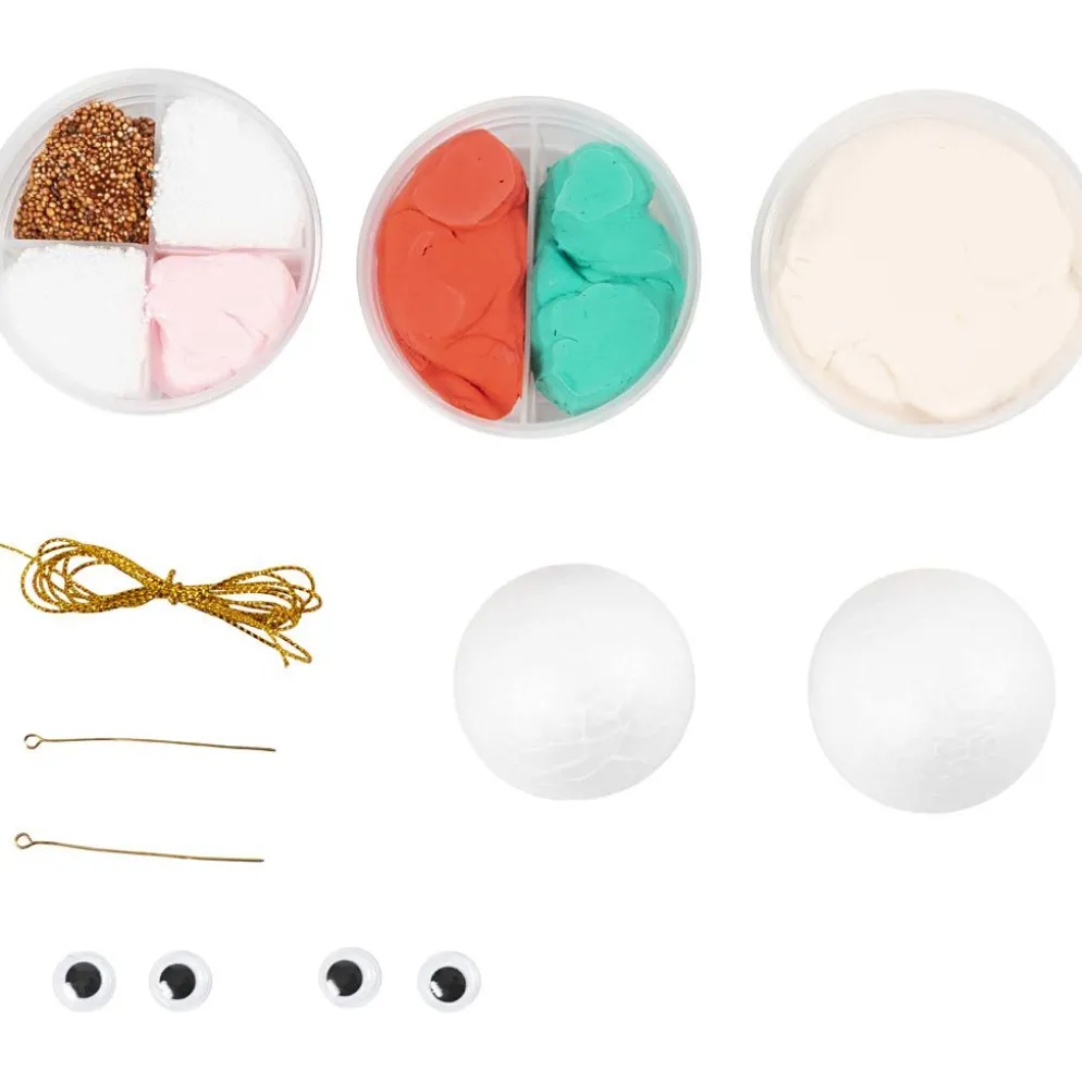 Mini DIY Kit Julgranskulor, Röda och gröna nissar, 1 förp.