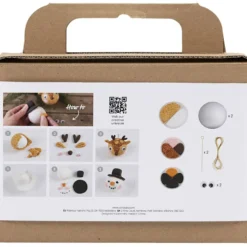 Mini DIY Kit Julgranskulor, Ren och snögubbe, 1 förp.