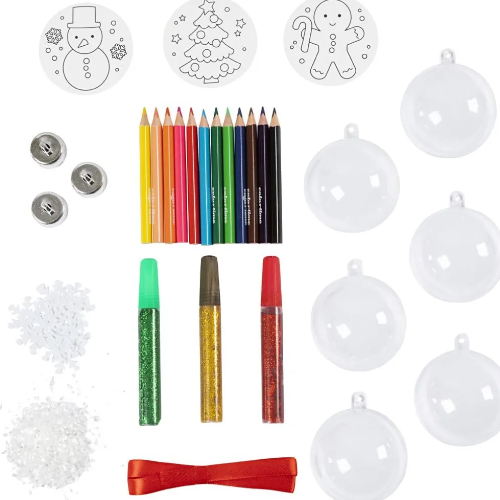 Mini DIY Kit Julgranskulor, Teckningar, 1 förp.
