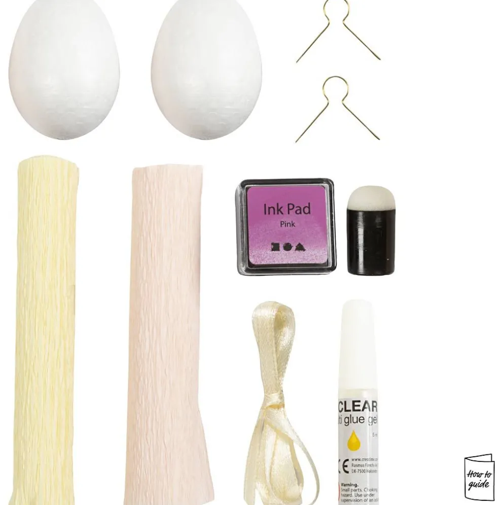 Mini DIY Kit Kräppapper, Ägg, ljusrosa, ljusgul, 1 förp.