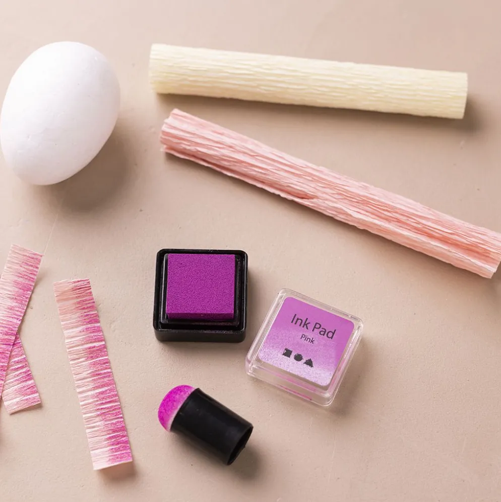 Mini DIY Kit Kräppapper, Ägg, ljusrosa, ljusgul, 1 förp.