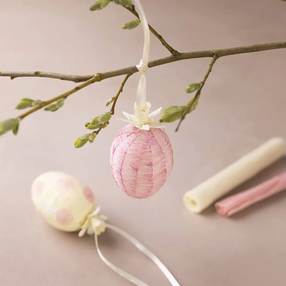 Mini DIY Kit Kräppapper, Ägg, ljusrosa, ljusgul, 1 förp.